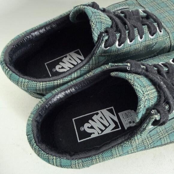 VANS Classic Platform Sneakers Women's 6.5 Green Plaid Canvas Lace-Up Comfort - Picture 9 of 10